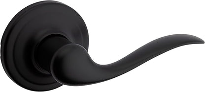 Kwikset Tustin Dummy Door Handle, Single Sided Lever for Closets, French Double Doors, and Pantry, Matte Black Non-Turning Right Handed Interior Push/Pull Lever, with Microban Protection