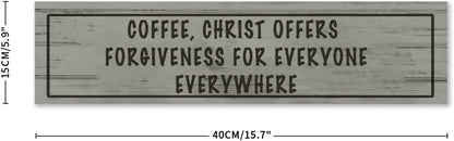 Generic Wood Sign Coffee Offers Forgiveness for Everyone Everywhere Rustic Wooden Hanging Sign Home Farmhouse Kitchen Wall Decor 16 x 6 Inch