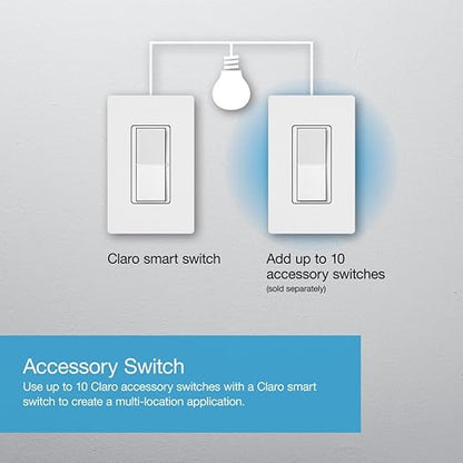 Lutron Claro Smart Light Switch for Caseta Lighting, for LED Lights, Fans, 5 Amp, Single-Pole/3-Way, Neutral Required, DVRF-5NS-BL, Black
