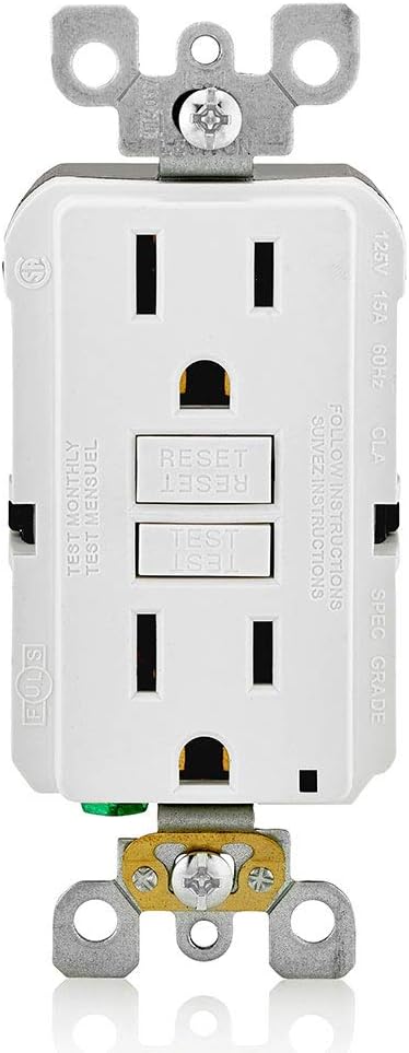 Leviton GFCI Outlet, 15 Amp, Self Test, Non Tamper-Resistant with LED Indicator Light, Protection from Electric Shock and Electrocution, GFNT1-W, White