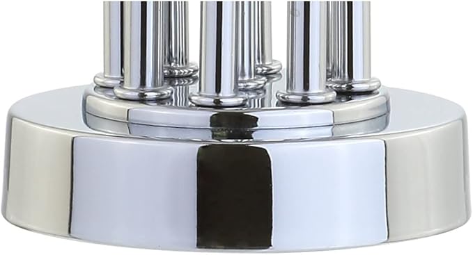 JONATHAN Y 18" Chrome Lillian Metal Mini LED Table Lamp, Modern Transitional Tri-Pillar Iron Bedside Lamp for Living Room Bedroom, White Linen Shade, LED Bulb Included JYL2025A