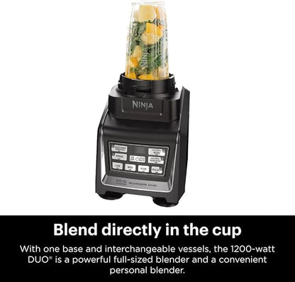 Ninja BL642 Nutri Ninja Personal & Countertop Blender with 1200W Auto-iQ Base, 72 oz. Pitcher, and 18, 24, & 32 oz. To-Go Cups with Spout Lids, For Smoothies, Shakes & More, Dishwasher Safe, Black