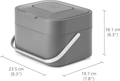 Joseph Joseph Intelligent Waste Compost Bin Food Waste Caddy with Odor Filter and Ventilation, 1 Gallon / 4 liters, Graphite
