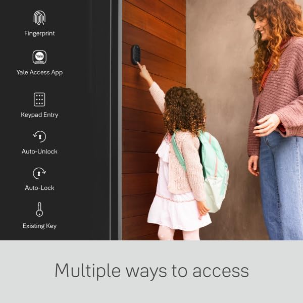 Yale Approach™ Lock Deadbolt, Black Suede Key-Free Smart Entry Door Lock with Wi-Fi Connected Touchscreen Keypad and Biometric Fingerprint Scanner for Code Entry, B-YRR110-F-WF1-N-BSP