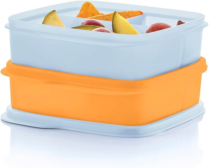 Tupperware Lunch-It Portion & Go Compact 2-Lunch Box Set in Blue & Orange, Dishwasher Safe & BPA Free (2.3 Cups/550 ml)