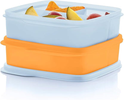 Tupperware Lunch-It Portion & Go Compact 2-Lunch Box Set in Blue & Orange, Dishwasher Safe & BPA Free (2.3 Cups/550 ml)