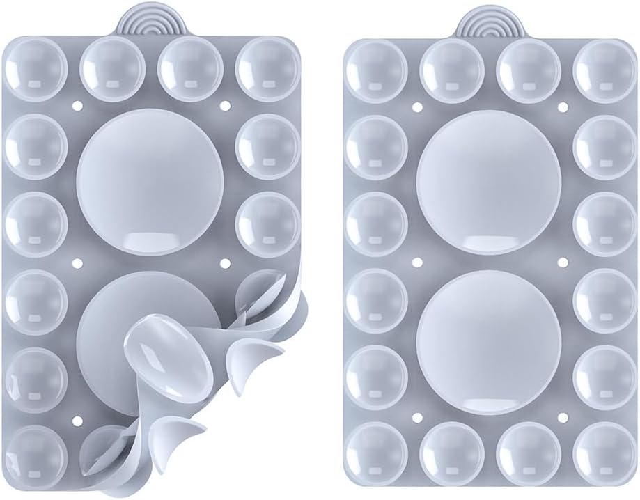 Silicone Suction Holder, Silicon Adhesive Phone Accessory for iPhone, Android and More, Hands-Free Mirror Shower Holder, TikTok Videos and Selfies (Light Blue 2Pack, Double Sided)