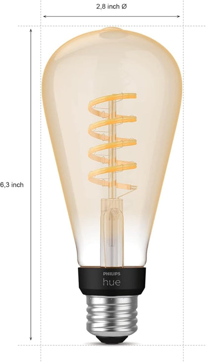 Philips Hue Smart 60W ST23 Filament LED Bulb - White Ambiance Warm-to-Cool White Light - 2 Pack - 550LM - E26 - Indoor - Control with Hue App- Compatible with Alexa, Google Assistant and Apple Homekit