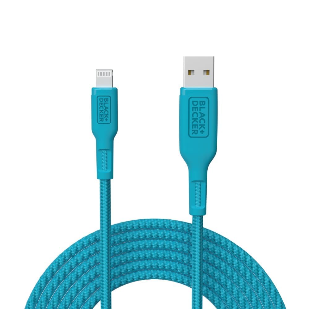 BLACK+DECKER Lightning to USB Cable - Fast Compatible iPhone Lightning Cable - Durable Braided iPhone Charger Cord - for Travel and Daily Use - Multiple Color + Length Options - 3ft