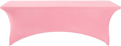 2Pack Spandex Table Cover for 8FT or 4ft or 6ft Table Universal Fitted Stretch Tablecloth for Party, Banquet, Wedding and Events-Rose Quartz