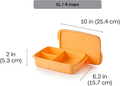 Tupperware Lunch-It Portion & Go Lunch Box Food Storage Container in Orange, Dishwasher Safe and BPA Free (4 Cups/1L)
