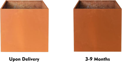 Corten Steel Planter Box Metal Square Planters Steel Large Planter Outdoor Tall Plant Durable Antique Detached for Commercial Residential Patio Deck and Backyard 26 Inch