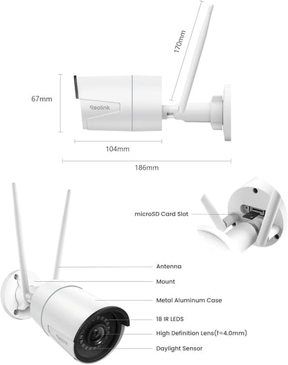 REOLINK Plug-in Outdoor WiFi Security Camera, 5MP HD Dual Band Wired Wi-Fi Camera for Home Security-2.4/5 Ghz, Smart Detection, Motion Detection, Night Vision, IP67 Waterproof, RLC-510WA