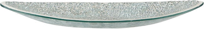 MDLUU Small Glass Mosaic Decorative Silver Boat Shaped Tray, Living Room Table Centerpiece Bowl, Home Decor Accent Plate for Orbs, Candles, Potpourri