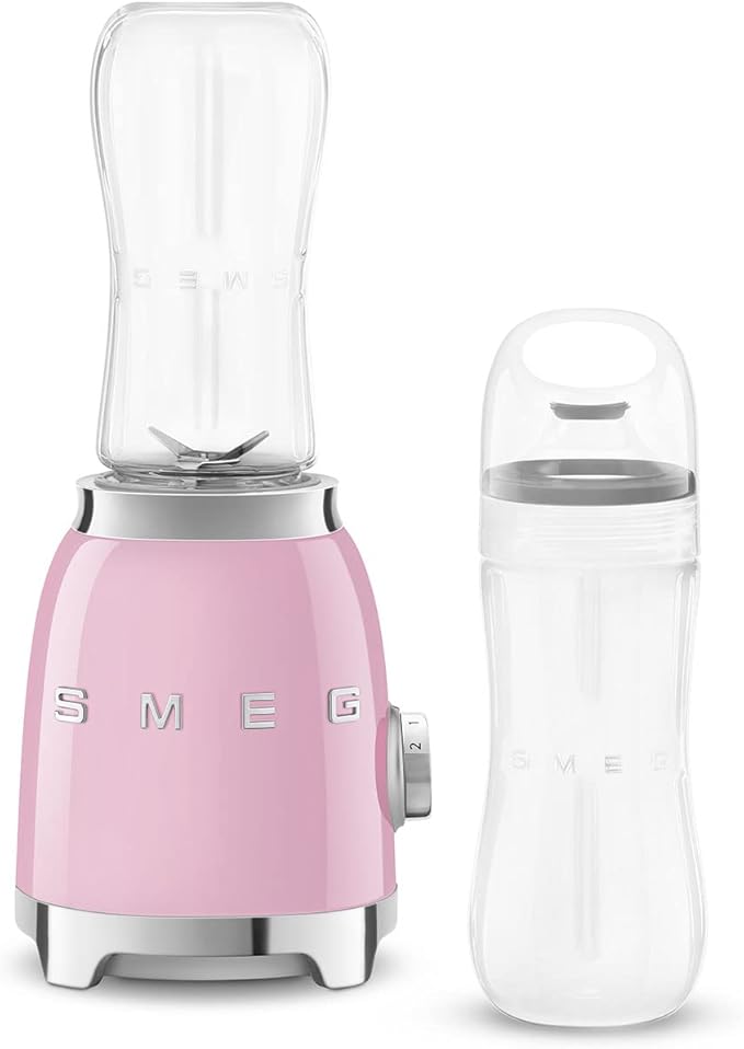 SMEG 50's Retro Style Personal Blender with Backlit Knob and Two 600 ML BPA Free bottles PBF01PKUS Pink