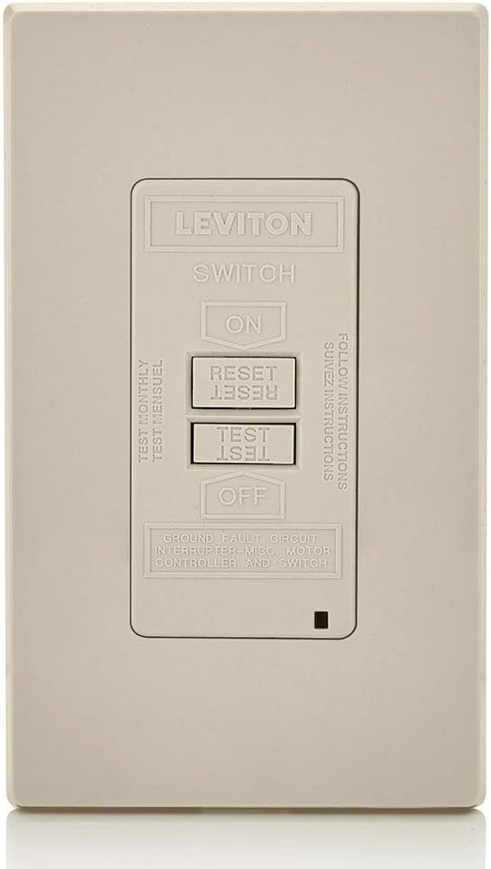Leviton Blank Face GFCI, 20 Amp, Self Test, LED Indicator Light, Provides GFCI Protection Where an Outlet is not Needed, GFRBF-W, Light Almond
