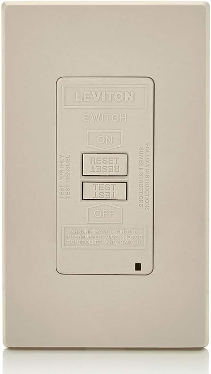 Leviton Blank Face GFCI, 20 Amp, Self Test, LED Indicator Light, Provides GFCI Protection Where an Outlet is not Needed, GFRBF-W, Light Almond