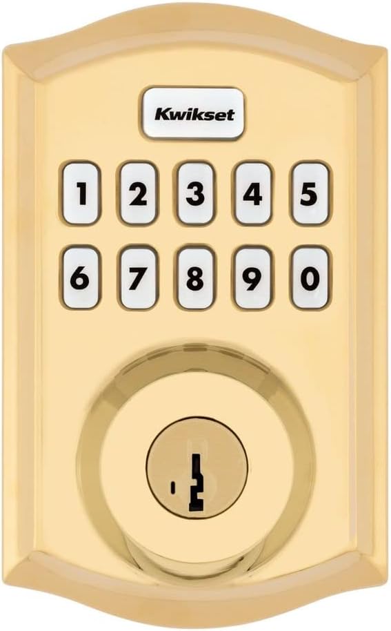 Kwikset Home Connect 620 Smart Lock Deadbolt with Z-Wave Technology, Works with Ring Alarm, Samsung Smartthings and More, Z-Wave Hub Required, Traditional Design in Polished Brass
