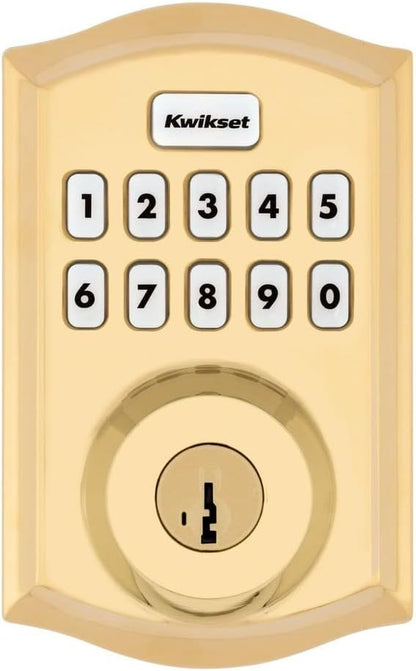 Kwikset Home Connect 620 Smart Lock Deadbolt with Z-Wave Technology, Works with Ring Alarm, Samsung Smartthings and More, Z-Wave Hub Required, Traditional Design in Polished Brass