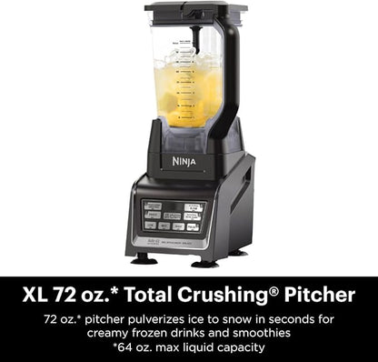 Ninja BL642 Nutri Ninja Personal & Countertop Blender with 1200W Auto-iQ Base, 72 oz. Pitcher, and 18, 24, & 32 oz. To-Go Cups with Spout Lids, For Smoothies, Shakes & More, Dishwasher Safe, Black