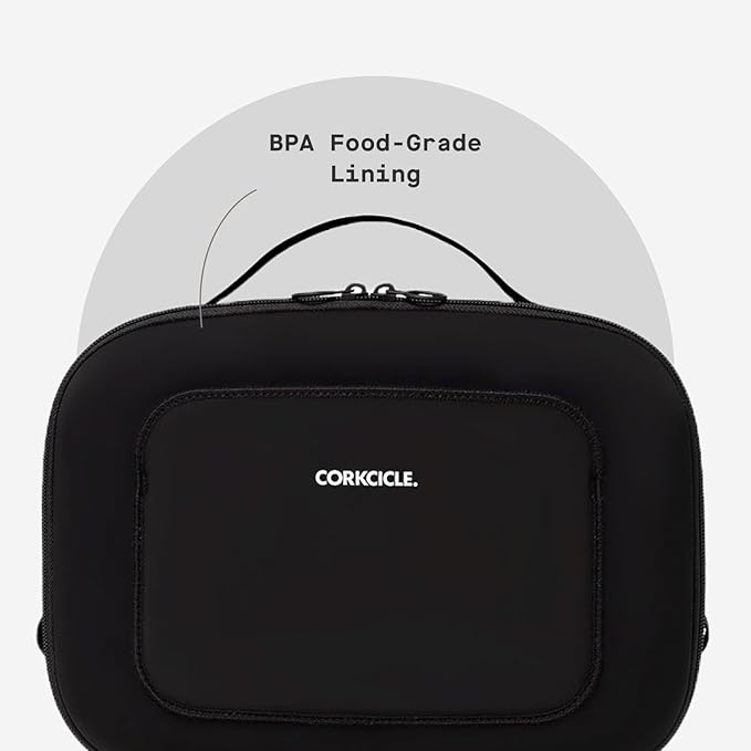 Corkcicle Lunchpod Insulated Lunch Bag - Crush-Proof Design - Food Safe Interior - Exterior & Interior Pockets - 11” x 8.75” x 4” - Summer Gift - Keeps Food Cold - Black Neoprene