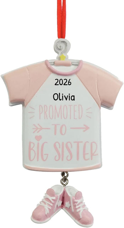 Personalized Sibling Christmas Ornaments 2024 - Sister Ornaments Promoted to Big Sister Ornament Custom Ornament New Big Sister Family Ornaments Children Ornaments Sibling Ornaments for Christmas Tree