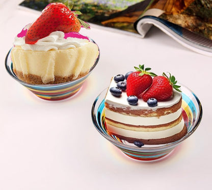 Decorative Bowl Stained Glass Candy Dishes, Set of 2, Hand Painted Colorful Glass Bowl for Snack, Dessert 6.75 oz