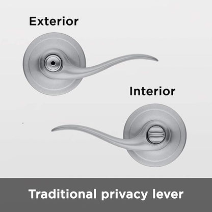 Kwikset Tustin Interior Privacy Door Handle with Lock, Door Lever For Bathroom and Bedroom, Satin Chrome Reversible Keyless Turn Lock