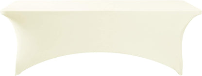 2Pack Spandex Table Cover for 8FT or 4ft or 6ft Table Universal Fitted Stretch Tablecloth for Party, Banquet, Wedding and Events-Ivory