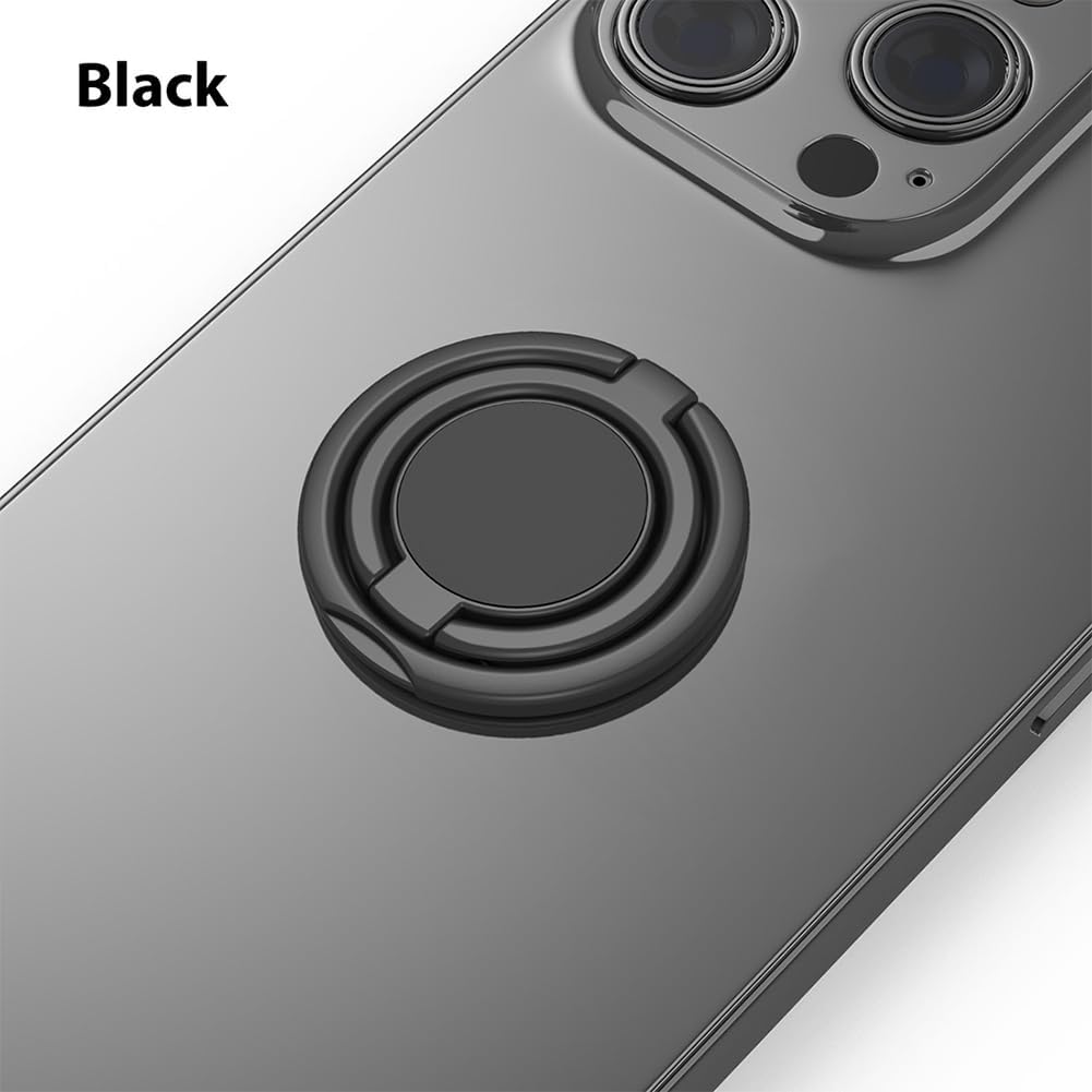 Phone Grip, Phone Ring Holder Finger Kickstand, Foldable & Adjustable Metal Cell Phone Rings Gripper Stand Work with Magnetic Car Mount for iPhone Samsung &Other Phones - Black