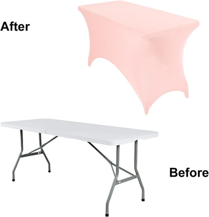 2Pack Spandex Waterproof Table Covers 4ft，Spandex 4ft Waterproof Table Cover for Party,Wedding, Banquet, and Events(Blush Pink)