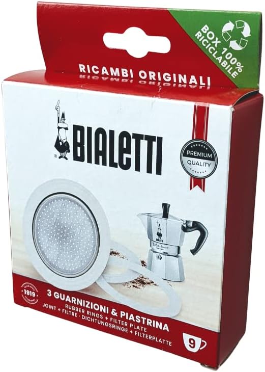 Bialetti BIA640310 Pack of 3 Gaskets + 1 Plate, Tz.9, Stainless Steel