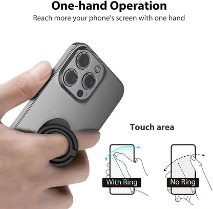 Phone Grip, Phone Ring Holder Finger Kickstand, Adjustable Metal Cell Phone Rings Gripper Stand Work with Magnetic Car Mount for iPhone Samsung &Other Phones - Black Weave
