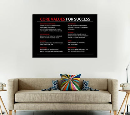 Inspirational Canvas Wall Art Motivational Core Values for Success Poster Print Artwork Picture Painting Wall Decor for Modern Home Bedroom Office ClassRoom Ready to Hang [24''Wx 36''H]