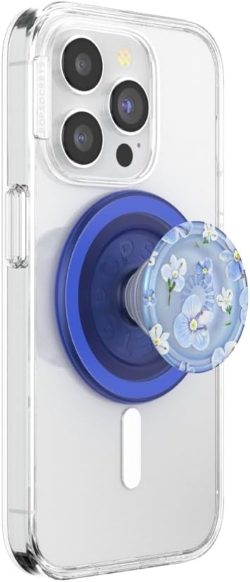 PopSockets Phone Grip for MagSafe with Kickstand, Magnetic Stand, Swappable Top, Secure Hold for iPhone MagSafe Cases, Phone & Tablet Grip - Blue Fields