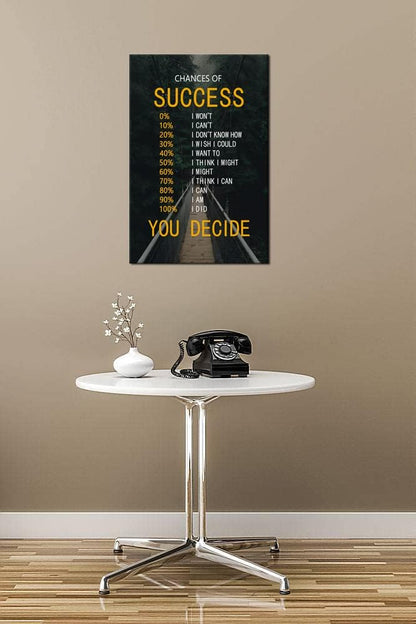 Chances of Success Inspirational Canvas Wall Art Motivational Positive Poster Inspiring Painting Prints Wall Pictures for Office Living Room Home Decor Framed Artwork [12''W x 18''H]
