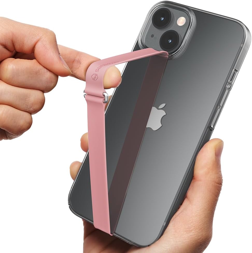 C-Shaped Clip Finger Phone Grip, Sinjimoru Silicone Cell Phone Strap for Phone Case with Clip as Phone Loop Holder for iPhone Case & Samsung Phone. Sinji Loop Clip Pink 200