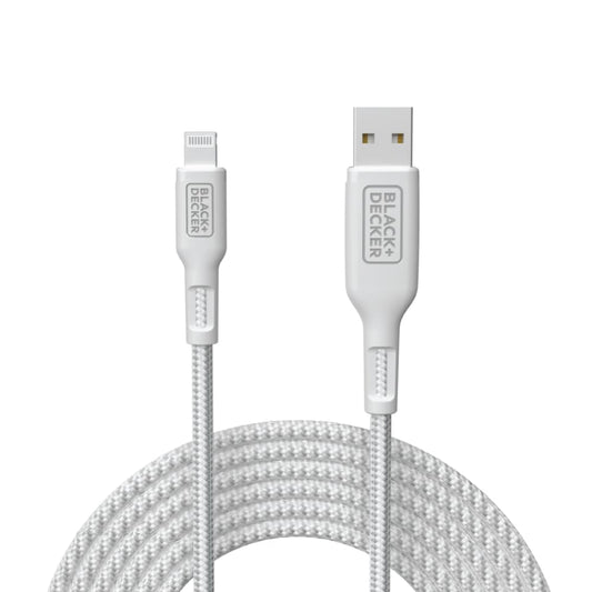 BLACK+DECKER Lightning to USB Cable - Fast Compatible iPhone Lightning Cable - Durable Braided iPhone Charger Cord - for Travel and Daily Use - Multiple Color + Length Options - 9ft