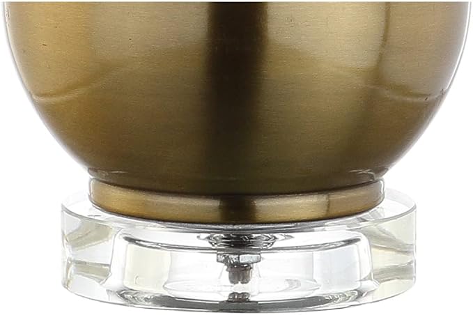 JONATHAN Y 25" Brass Gold Metal and Crystal Teardrop LED Table Lamp for Bedroom Living Room Bedside Nightstand, White Linen Drum Shade, LED Bulb Included JYL5010A