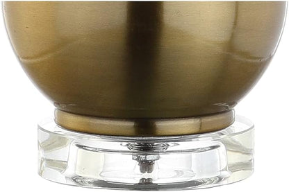 JONATHAN Y 25" Brass Gold Metal and Crystal Teardrop LED Table Lamp for Bedroom Living Room Bedside Nightstand, White Linen Drum Shade, LED Bulb Included JYL5010A