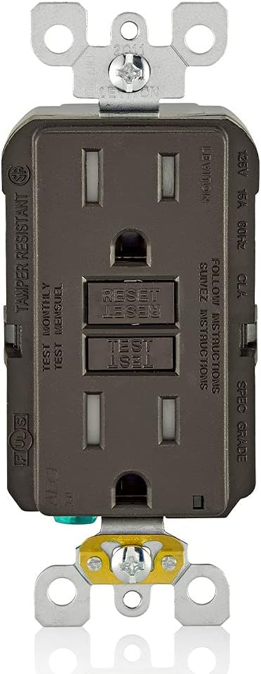 Leviton Outlet, 15 Amp, Self Test, Tamper-Resistant with LED Indicator Light, Protection from Electrical Fires, AFTR1, AFCI, Brown