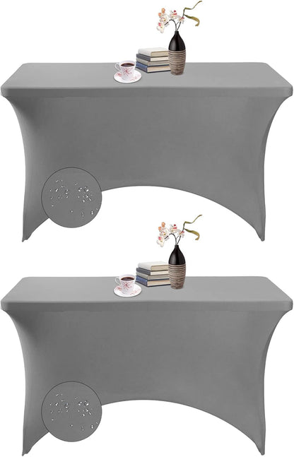 2Pack Spandex Waterproof Table Covers 4ft，Spandex 4ft Waterproof Table Cover for Party,Wedding, Banquet, and Events(Gary)