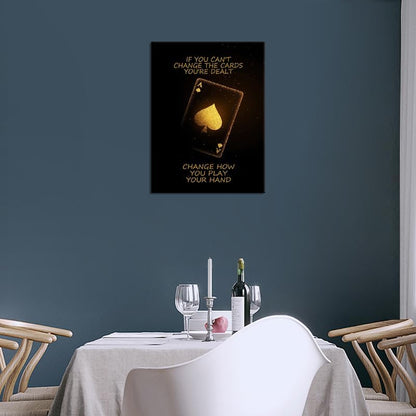 Poker Motivational Poster Ace of Spades Game Inspirational Wall Art Quotes Wall Decor for Living Room Bedroom Office Bathroom Canvas Print Artwork Framed Art Decoration Ready to Hang [18''Wx 24''H]