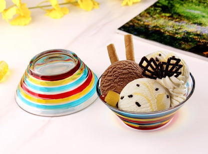 Decorative Bowl Stained Glass Candy Dishes, Set of 2, Hand Painted Colorful Glass Bowl for Snack, Dessert 6.75 oz