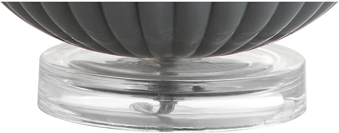 JONATHAN Y 18" Gray Fluted Glass and Lucite Table Lamp, Contemporary Teardrop Bedside Lamp with White Linen Drum Shade for Nightstand, Console Table, LED Bulb Included JYL1032A