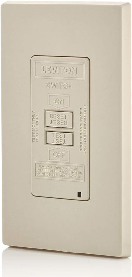 Leviton Blank Face GFCI, 20 Amp, Self Test, LED Indicator Light, Provides GFCI Protection Where an Outlet is not Needed, GFRBF-W, Light Almond