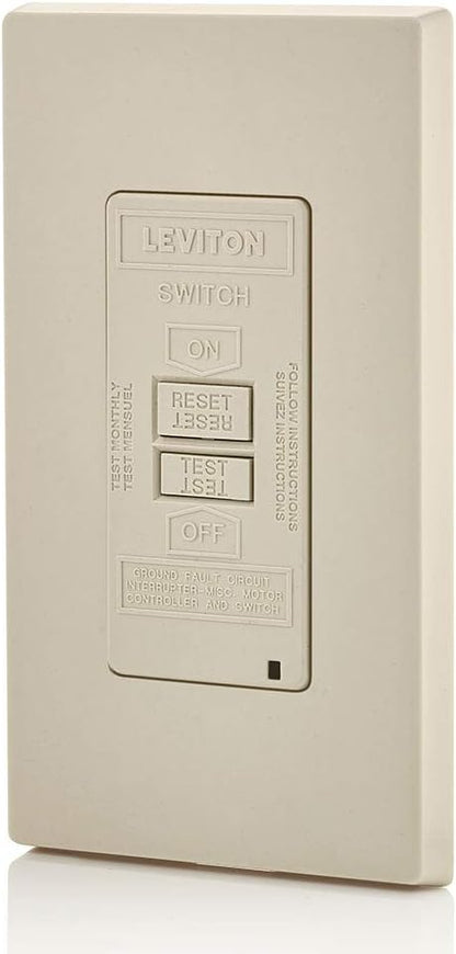 Leviton Blank Face GFCI, 20 Amp, Self Test, LED Indicator Light, Provides GFCI Protection Where an Outlet is not Needed, GFRBF-W, Light Almond