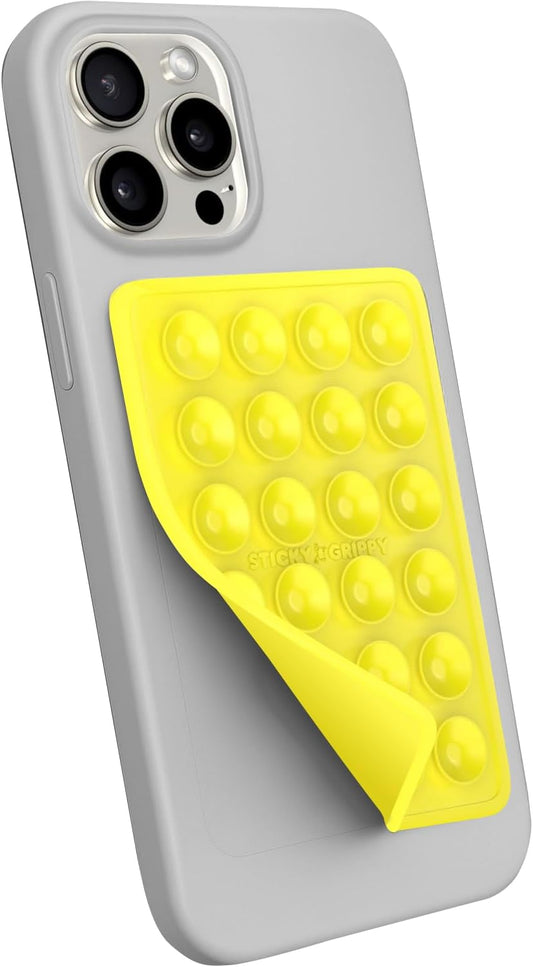 Suction Phone Case Mount, Sillicon Adhesive Phone Accessory for iPhone and Android, Hands-Free Fidget Toy Mirror Shower Phone Holder, Tiktok Videos and Selfies (Yellow)