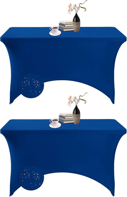 2Pack Spandex Waterproof Table Covers 4ft，Spandex 4ft Waterproof Table Cover for Party,Wedding, Banquet, and Events(Classicbule)