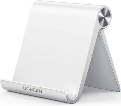 UGREEN Cell Phone Stand for Desk Phone Holder Foldable Portable Adjustable Compatible with iPhone 16 15 14 13 Pro Max, iPhone 12 11 Plus SE XS XR 8 7, Office Desk Travel Accessories, White